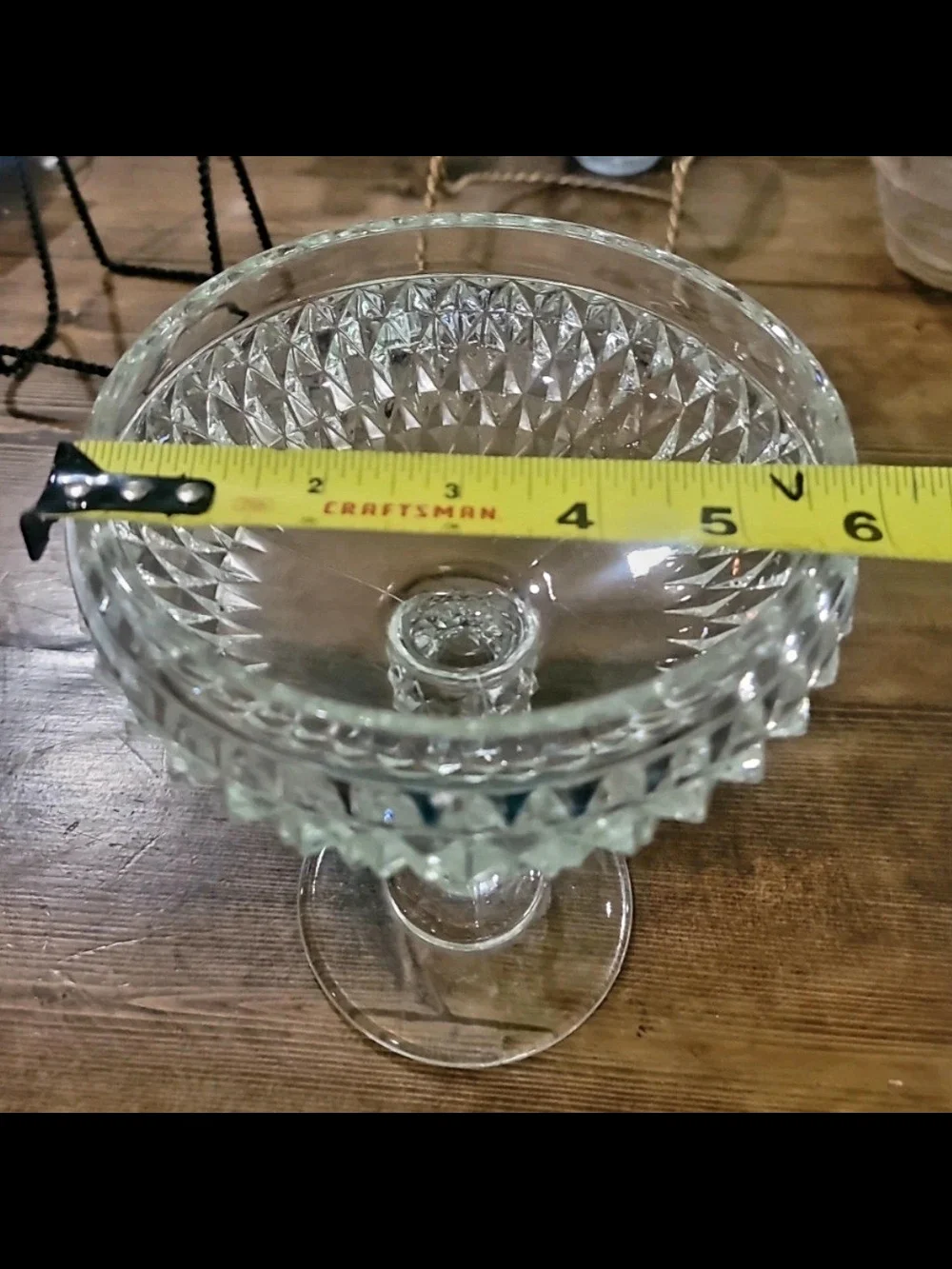 Indiana Glass Clear Diamond-Cut Glass Compote Pedestal